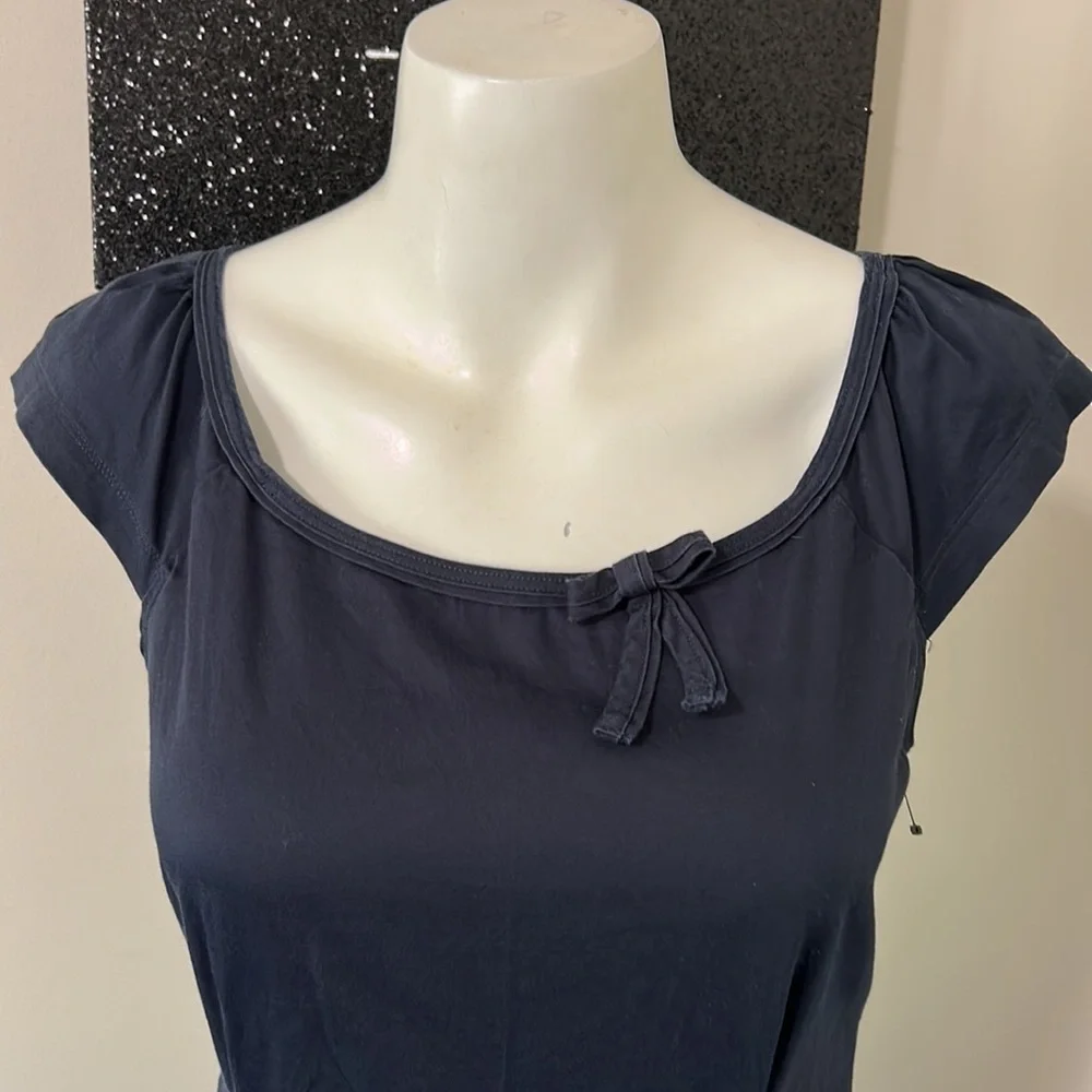KATE SPADE Navy Blue Fit and Flare Bow Cap Sleeves Dress Vintage Sz 4